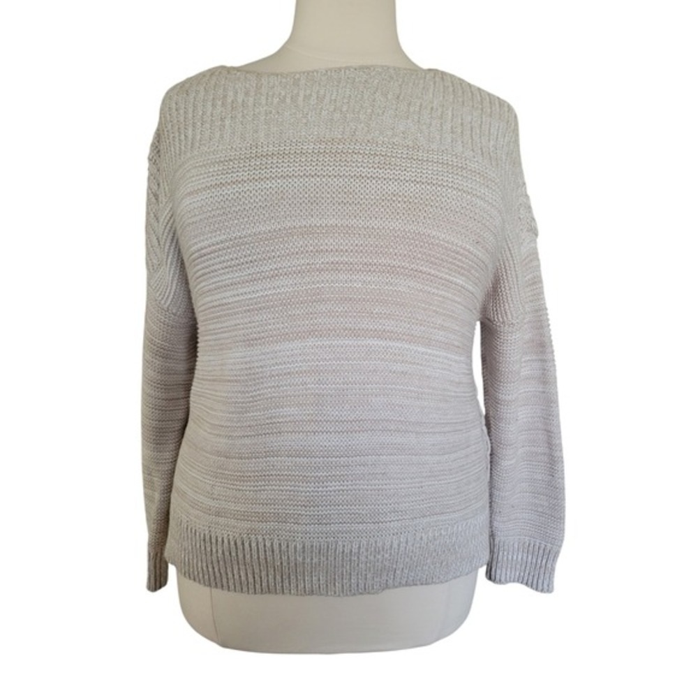 Style & Co Sweater Womens XL Beige Boat Neck Side Lace Up Cotton Blend Excellent